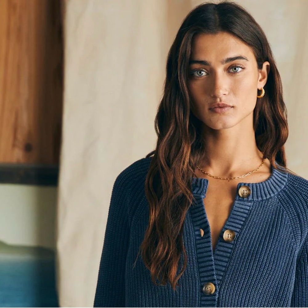 Faherty NWT XS Blue Button-Up Henley sweater